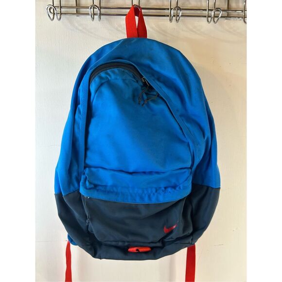 Nike backpack 2 zippers blue red bag 19x16" - Picture 1 of 5